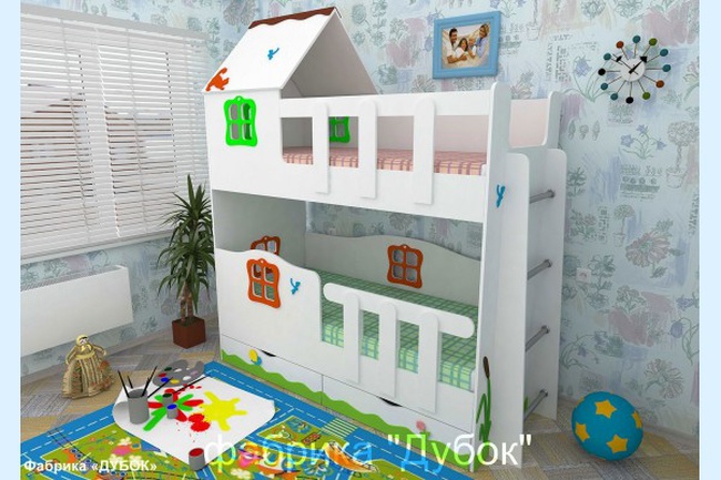 КРОВАТЬ ДВУХЪЯРУСНАЯ «СКАЗОЧНЫЙ ДОМИК», ДЕТСКАЯ