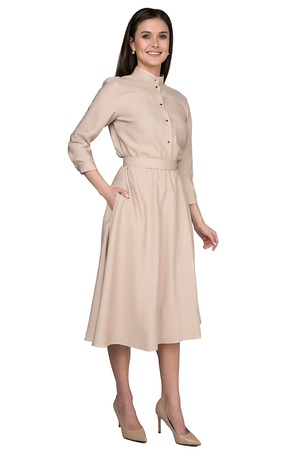 Plaketli elbise, dik yakalı