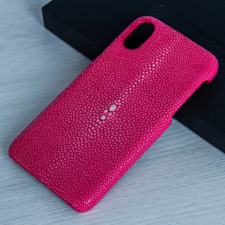 The iPhone X case is crafted from stingray leather