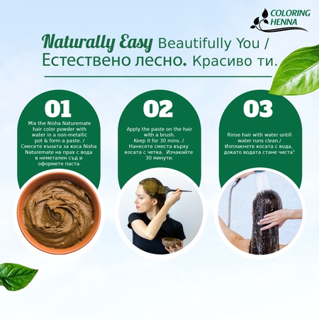 Nisha Naturemate Natural Henna Based Hair Color 90g - Original Black | Ammonia-Free, PPD & Resorcinol Free | 100% Grey Coverage Hair Colour