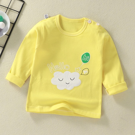 Children's bottoming shirt pure cotton t shirt spring and autumn new baby cartoon top boys and girls single baby long sleeves