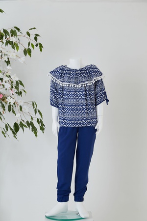 Троянский рукав блузка брюки костюм девушки