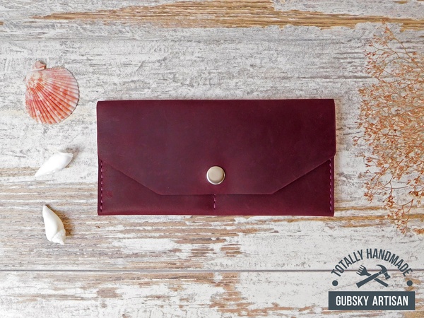 Кошелек женский клатч чехол для телефона "Konvert" 100% кожа handmade