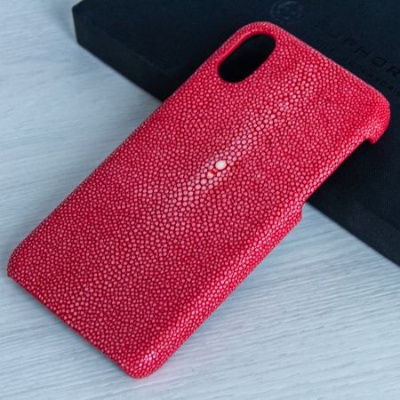 The iPhone X case is crafted from stingray leather