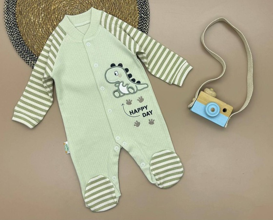 3-6/6-9/9-12 month Düğmeli ve Desenli Aylık Tulum