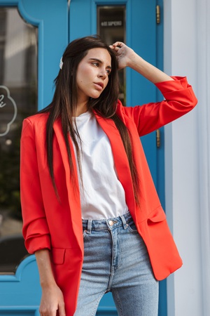 Kısa kollu kadın blazer