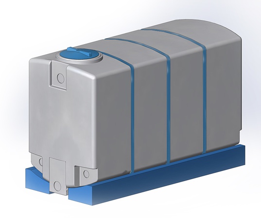 3750 л (с полным сливом) в обрешетке пластиковая прямоугольная емкость