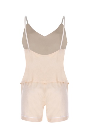 LİNEN - ASKILI ÜST - ŞORT PİJAMA TAKIM - AÇIK SOMON