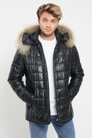 Кожаная куртка мужская - Slim Fit