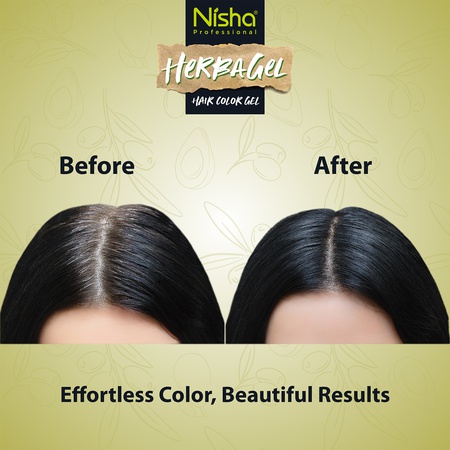 Nisha HerbaGel Hair & Beard Color Gel | Original Black | All Grey Coverage | 1000mL / 33.81 Oz
