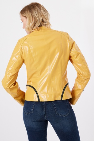 Женская кожаная куртка с застежкой-молнией - Slim Fit