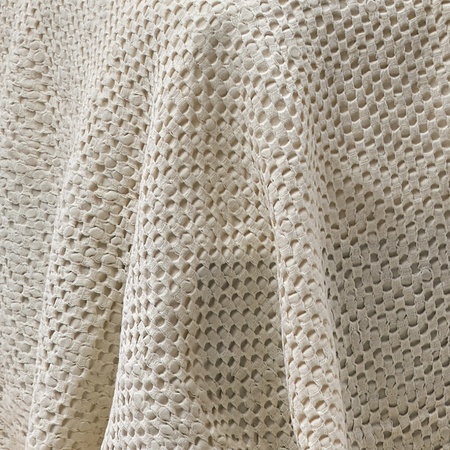 Waffle Organik Pamuklu Örme Battaniye Naturel
