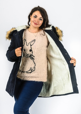 Парка джинсовая на овчине с мехом