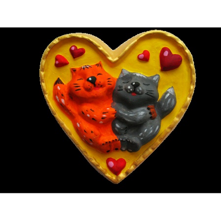 Гипсовое панно для раскрашивания Сердце с котами (