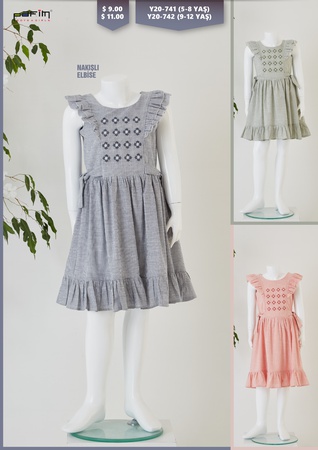 Nakışlı Kız Çocuk Elbise