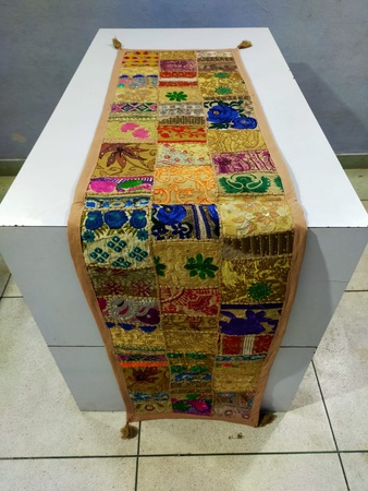 Индийский бегунок для стола, декор для комнаты, ткань, вышитый лоскутный хлопковый обеденный стол, многоцветный декоративный бегун для стола ручной работы