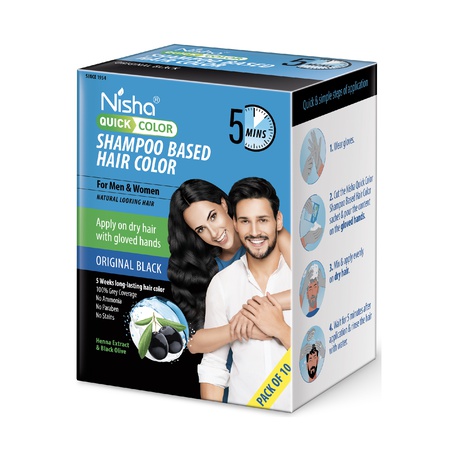 Nisha Quick Shampoo Based Hair Color For Men & Women 200ml Box