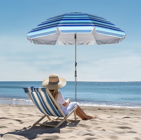 Beach Umbrella – 2m Silver UV Fabric, Aluminum Alloy Frame – Promotional OEM