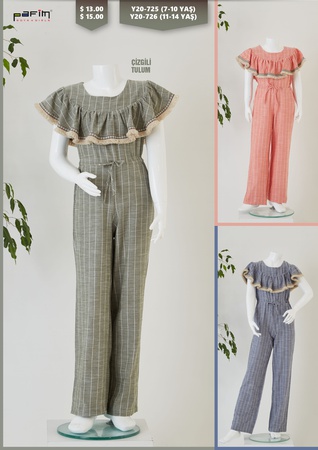 Çizgili Kız Çocuk Tulum