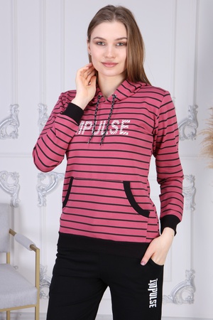 Детальный спортивный костюм IMPULSE в полоску с карманами и карманами кенгуру