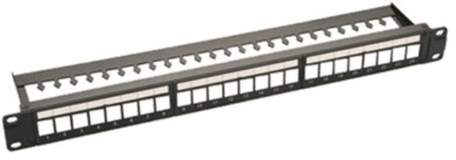 MP24KJR-180 superiOrtec 1U CAT6 24-PORT, KMJ MODÜLER YOL PANELİ (180 DERECE KİRİŞ İÇİN BOŞALTILMIŞ) ÇIKARMA ÇUBUĞU, BOŞ