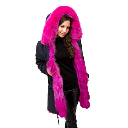 Парка теплая с натуральным лисьим мехом