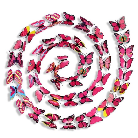 Manyetik çıkartma üzerinde 10 adet (çeşitli) 3B kelebek seti