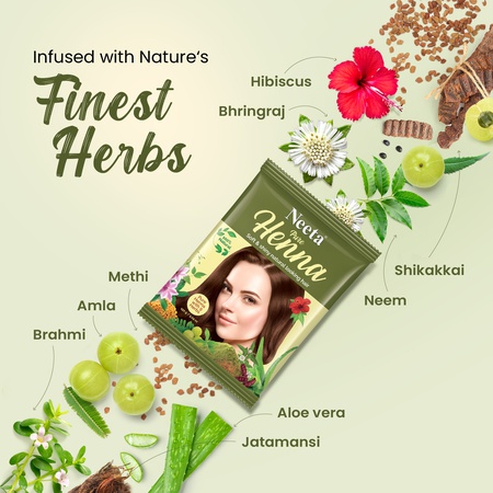 Neeta Pure Henna 9 Herbs Natural Hair Color 150g / 5.29 oz