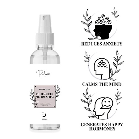 Palmist Therapeutic Pillow Spray 100ml for Sound and Effortless Sleep with Herbal Blends of Basil, Aloe Vera and Mint