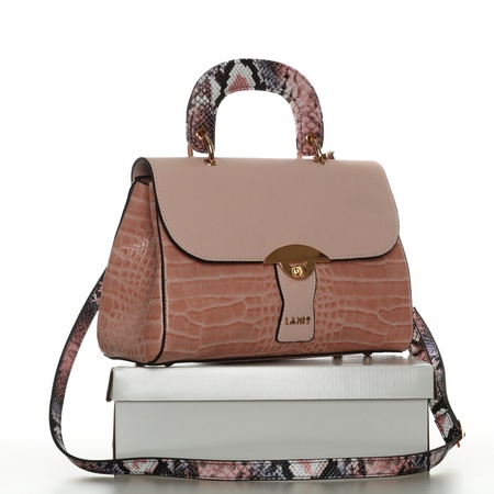 Lamis brand hand and shoulder handbag / imitation leather