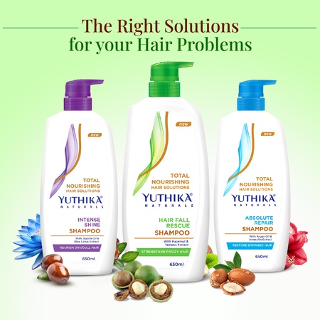 Yuthika Intense Shine Shampoo for Women & Men 650ml | Total Nourishing Hydrating Hair Shampoo For Dull, Dry & Frizzy Hair |Infused With Jojoba Oil & Blue Lotus Extract