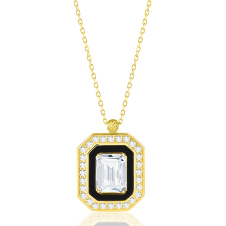 Even & Pétra 14 Ayar Altın Taşlı Siyah Renk Baget Kolye