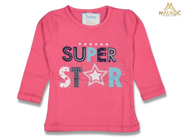 DİFA 7120-KIZ 1/4 YAŞ SÜPERSTAR BASKI UZUNKOL BADİ