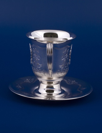Серебряная чашка с блюдцем №12