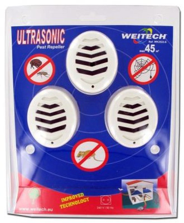 Комплект из трех ультразвуковых отпугивателей мышей "Weitech WK-3523"
