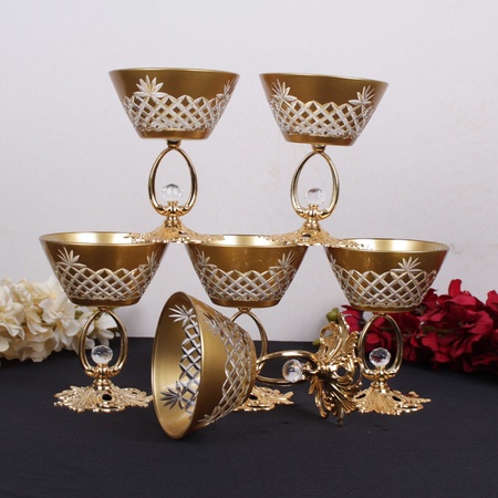 AR210A Металлическая ножка Миска для мороженого с золотой вырезкой, 6 шт.