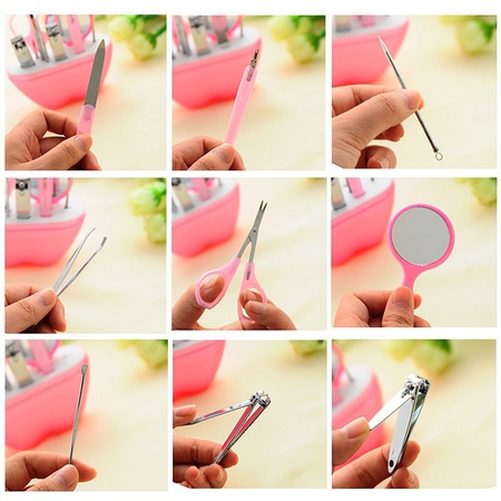 Маникюрный набор "Яблочко" из 9 предметов, цвета в ассортименте