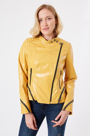 Женская кожаная куртка с застежкой-молнией - Slim Fit