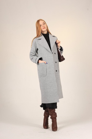 Женское пальто демисезонное, с принтом гусиные лапки, #48