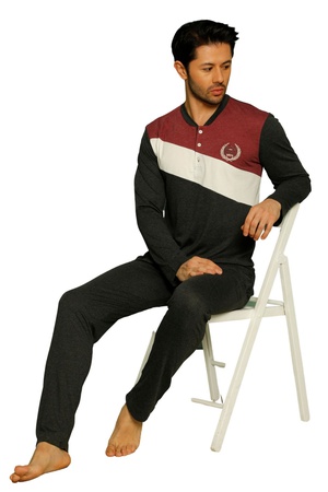 ERKEK PİJAMA TAKIMI - %100 PAMUK - UZUN KOL - DÜĞMELİ