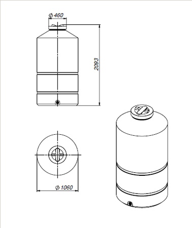 1500 л Цилиндрическая пластиковая емкость
