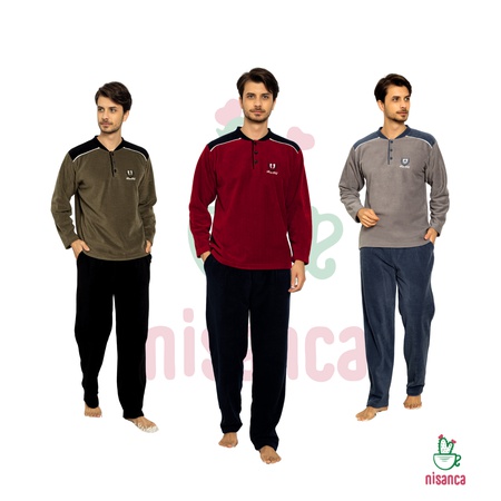 МУЖСКОЙ ЗИМНИЙ ПИЖАМНЫЙ КОСТЮМ ИЗ ФЛИСА - С КАРМАНАМИ - ПЕРВОЕ КАЧЕСТВО