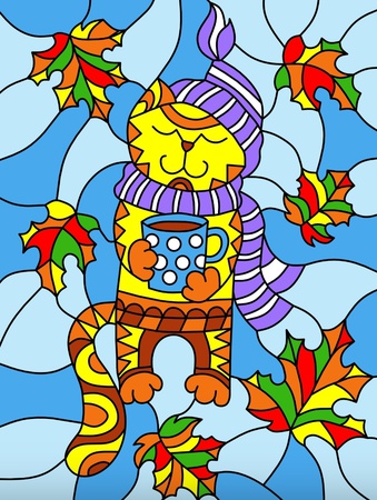 Sand painting "Cat in a hat"