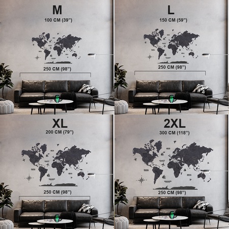 3D ahşap dünya haritası SİYAH