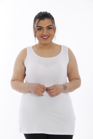 Майка большого размера с нулевым рукавом - белый (1)