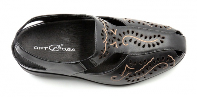 Летние туфли увеличенной полноты с лазерным рисунком арт.8153 КП/р черный