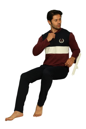 ERKEK PİJAMA TAKIMI - %100 PAMUK - UZUN KOL - DÜĞMELİ