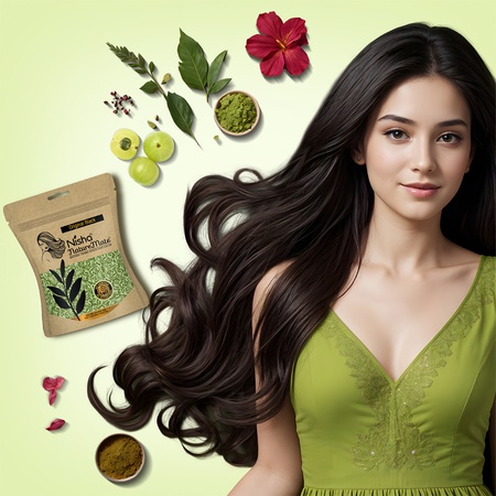 Hair Colour for Women Natural Black 100% Henna-Based Powder Long-Lasting Herbal Formula Ammonia-Free 45g Zipper Pouch