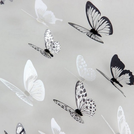 Наклейки 3Д бабочки (черно-белые)