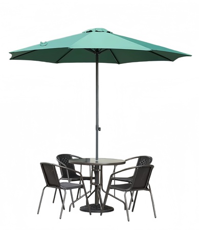Central Pole Beach Umbrella – 2.7m German Woven Fabric, Rotating Lift – OEM Wholesale